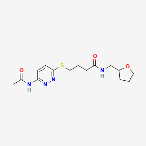 molecular formula C15H22N4O3S B2469564 4-((6-acetamidopyridazin-3-yl)thio)-N-((tetrahydrofuran-2-yl)methyl)butanamide CAS No. 1021225-90-0