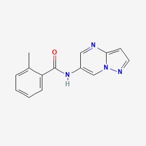 molecular formula C14H12N4O B2469579 2-メチル-N-(ピラゾロ[1,5-a]ピリミジン-6-イル)ベンザミド CAS No. 2034620-43-2