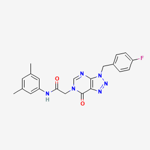 molecular formula C21H19FN6O2 B2469592 N-(3,5-dimethylphenyl)-2-(3-(4-fluorobenzyl)-7-oxo-3H-[1,2,3]triazolo[4,5-d]pyrimidin-6(7H)-yl)acetamide CAS No. 847382-40-5