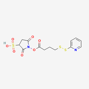 molecular formula C13H14N2O7S3 B2469593 2,5-二氧代-1-(4-(吡啶-2-基二硫醚)丁酰氧基)吡咯烷-3-磺酸 CAS No. 1628113-16-5