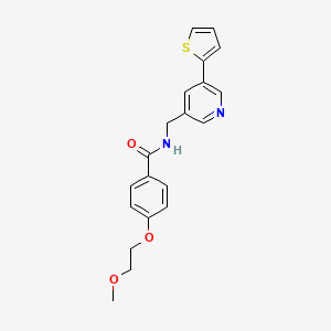 molecular formula C20H20N2O3S B2469604 4-(2-甲氧基乙氧基)-N-((5-(噻吩-2-基)吡啶-3-基)甲基)苯甲酰胺 CAS No. 2034252-10-1