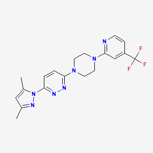 molecular formula C19H20F3N7 B2469605 3-(3,5-Dimethylpyrazol-1-yl)-6-[4-[4-(trifluoromethyl)pyridin-2-yl]piperazin-1-yl]pyridazine CAS No. 2415555-24-5