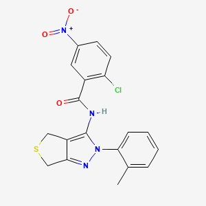 molecular formula C19H15ClN4O3S B2469606 2-chloro-5-nitro-N-(2-(o-tolyl)-4,6-dihydro-2H-thieno[3,4-c]pyrazol-3-yl)benzamide CAS No. 396721-60-1