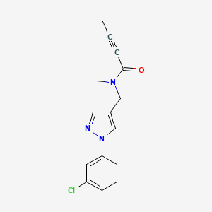 molecular formula C15H14ClN3O B2469612 N-[[1-(3-Chlorophenyl)pyrazol-4-yl]methyl]-N-methylbut-2-ynamide CAS No. 2411253-12-6