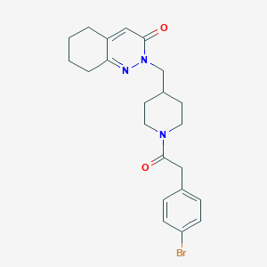 molecular formula C22H26BrN3O2 B2469613 2-[[1-[2-(4-Bromophenyl)acetyl]piperidin-4-yl]methyl]-5,6,7,8-tetrahydrocinnolin-3-one CAS No. 2380061-08-3