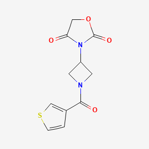 molecular formula C11H10N2O4S B2469615 3-(1-(Thiophene-3-carbonyl)azetidin-3-yl)oxazolidine-2,4-dione CAS No. 1903258-85-4