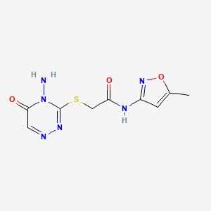molecular formula C9H10N6O3S B2469617 2-((4-amino-5-oxo-4,5-dihydro-1,2,4-triazin-3-yl)thio)-N-(5-methylisoxazol-3-yl)acetamide CAS No. 869068-61-1
