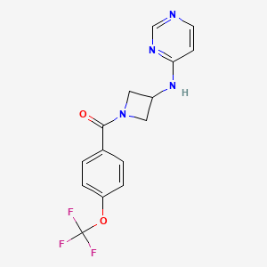 molecular formula C15H13F3N4O2 B2469621 N-{1-[4-(三氟甲氧基)苯甲酰基]氮杂环丁-3-基}嘧啶-4-胺 CAS No. 2097868-50-1