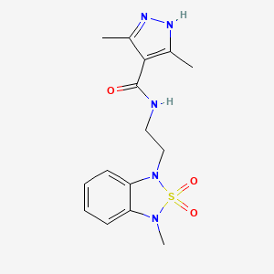 molecular formula C15H19N5O3S B2469622 3,5-dimethyl-N-(2-(3-methyl-2,2-dioxidobenzo[c][1,2,5]thiadiazol-1(3H)-yl)ethyl)-1H-pyrazole-4-carboxamide CAS No. 2034208-57-4