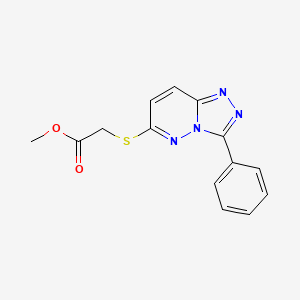 molecular formula C14H12N4O2S B2469623 Methyl 2-((3-phenyl-[1,2,4]triazolo[4,3-b]pyridazin-6-yl)thio)acetate CAS No. 852372-89-5