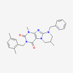 9-benzyl-3-[(2,5-dimethylphenyl)methyl]-1,7-dimethyl-1H,2H,3H,4H,6H,7H,8H,9H-pyrimido[1,2-g]purine-2,4-dione