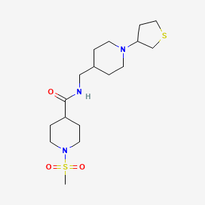 molecular formula C17H31N3O3S2 B2469627 1-(甲磺酰基)-N-((1-(四氢噻吩-3-基)哌啶-4-基)甲基)哌啶-4-甲酰胺 CAS No. 2034476-72-5