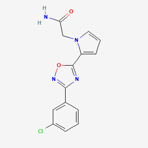 molecular formula C14H11ClN4O2 B2469634 2-(2-(3-(3-chlorophenyl)-1,2,4-oxadiazol-5-yl)-1H-pyrrol-1-yl)acetamide CAS No. 1260945-07-0
