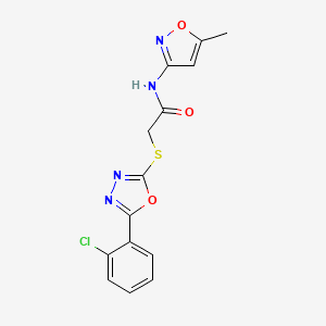 molecular formula C14H11ClN4O3S B2469669 2-((5-(2-chlorophenyl)-1,3,4-oxadiazol-2-yl)thio)-N-(5-methylisoxazol-3-yl)acetamide CAS No. 712319-92-1