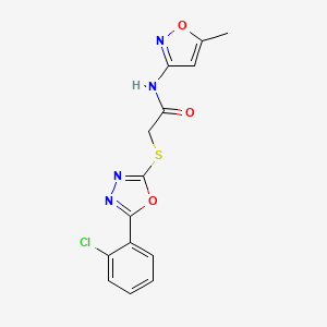 molecular formula C14H11ClN4O3S B2469669 N-(5-méthylisoxazol-3-yl)-2-((5-(2-chlorophényl)-1,3,4-oxadiazol-2-yl)thio)acétamide CAS No. 712319-92-1