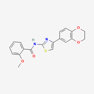 molecular formula C19H16N2O4S B2469672 N-[4-(2,3-dihidro-1,4-benzodioxin-6-il)-1,3-tiazol-2-il]-2-metoxibenzamida CAS No. 864937-41-7