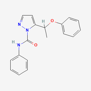 molecular formula C18H17N3O2 B2469675 5-(1-phenoxyethyl)-N-phenyl-1H-pyrazole-1-carboxamide CAS No. 321998-99-6