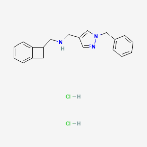 molecular formula C20H23Cl2N3 B2469676 N-[(1-Benzylpyrazol-4-yl)methyl]-1-(7-bicyclo[4.2.0]octa-1,3,5-trienyl)methanamine;dihydrochloride CAS No. 2418720-80-4