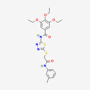 molecular formula C24H28N4O5S2 B2469680 3,4,5-三乙氧基-N-(5-((2-氧代-2-(间甲苯胺基)乙基)硫代)-1,3,4-噻二唑-2-基)苯甲酰胺 CAS No. 392292-38-5