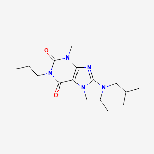 molecular formula C16H23N5O2 B2469682 8-isobutyl-1,7-dimethyl-3-propyl-1H-imidazo[2,1-f]purine-2,4(3H,8H)-dione CAS No. 927583-58-2