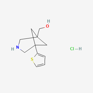 molecular formula C11H16ClNOS B2469683 (5-Thiophen-2-yl-3-azabicyclo[3.1.1]heptan-1-yl)methanol;hydrochlorid CAS No. 2503208-92-0