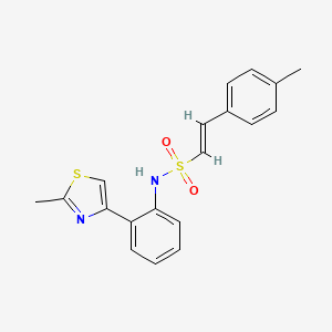 molecular formula C19H18N2O2S2 B2469689 (E)-N-(2-(2-methylthiazol-4-yl)phenyl)-2-(p-tolyl)ethenesulfonamide CAS No. 1799263-03-8
