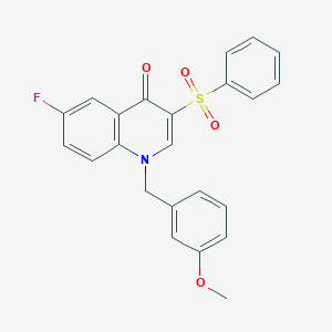 molecular formula C23H18FNO4S B2469690 3-(苯磺酰基)-6-氟-1-[(3-甲氧基苯基)甲基]喹啉-4-酮 CAS No. 866726-25-2