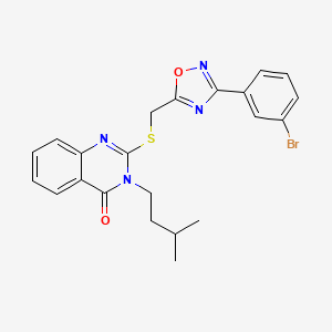 molecular formula C22H21BrN4O2S B2469694 2-(((3-(3-bromophenyl)-1,2,4-oxadiazol-5-yl)methyl)thio)-3-isopentylquinazolin-4(3H)-one CAS No. 2034278-84-5