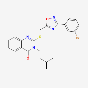 molecular formula C22H21BrN4O2S B2469694 2-(((3-(3-溴苯基)-1,2,4-恶二唑-5-基)甲基)硫)-3-异戊基喹唑啉-4(3H)-酮 CAS No. 2034278-84-5