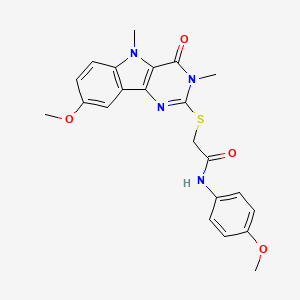 molecular formula C22H22N4O4S B2469703 2-( {8-メトキシ-3,5-ジメチル-4-オキソ-3H,4H,5H-ピリミド[5,4-b]インドール-2-イル}スルファニル)-N-(4-メトキシフェニル)アセトアミド CAS No. 1112301-51-5