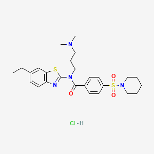 molecular formula C26H35ClN4O3S2 B2469737 盐酸N-(3-(二甲氨基)丙基)-N-(6-乙基苯并[d]噻唑-2-基)-4-(哌啶-1-基磺酰基)苯甲酰胺 CAS No. 1216553-03-5