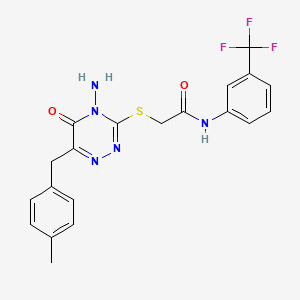 molecular formula C20H18F3N5O2S B2469741 2-((4-amino-6-(4-methylbenzyl)-5-oxo-4,5-dihydro-1,2,4-triazin-3-yl)thio)-N-(3-(trifluoromethyl)phenyl)acetamide CAS No. 886966-03-6