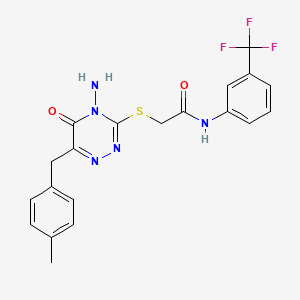 molecular formula C20H18F3N5O2S B2469741 2-((4-氨基-6-(4-甲基苄基)-5-氧代-4,5-二氢-1,2,4-三嗪-3-基)硫代)-N-(3-(三氟甲基)苯基)乙酰胺 CAS No. 886966-03-6