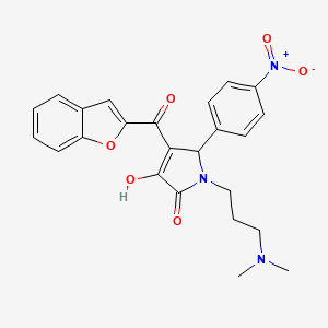 molecular formula C24H23N3O6 B2469745 4-(苯并呋喃-2-羰基)-1-(3-(二甲氨基)丙基)-3-羟基-5-(4-硝基苯基)-1H-吡咯-2(5H)-酮 CAS No. 618363-70-5