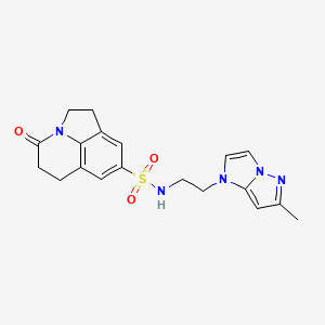 molecular formula C19H21N5O3S B2469748 N-(2-(6-methyl-1H-imidazo[1,2-b]pyrazol-1-yl)ethyl)-4-oxo-2,4,5,6-tetrahydro-1H-pyrrolo[3,2,1-ij]quinoline-8-sulfonamide CAS No. 2034634-73-4