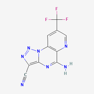 molecular formula C10H4F3N7 B2469755 5-Amino-8-(trifluoromethyl)pyrido[2,3-e][1,2,3]triazolo[1,5-a]pyrimidine-3-carbonitrile CAS No. 338420-31-8