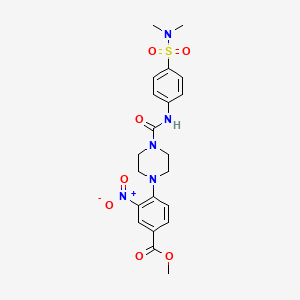 molecular formula C21H25N5O7S B2469757 Methyl 4-[4-({4-[(dimethylamino)sulfonyl]anilino}carbonyl)piperazino]-3-nitrobenzenecarboxylate CAS No. 692732-99-3