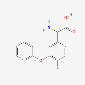 molecular formula C14H12FNO3 B2469764 2-Amino-2-(4-fluoro-3-phenoxyphenyl)acetic acid CAS No. 1259956-27-8