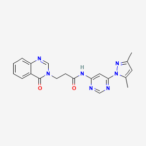 molecular formula C20H19N7O2 B2469765 N-(6-(3,5-二甲基-1H-吡唑-1-基)嘧啶-4-基)-3-(4-氧代喹唑啉-3(4H)-基)丙酰胺 CAS No. 1798024-94-8