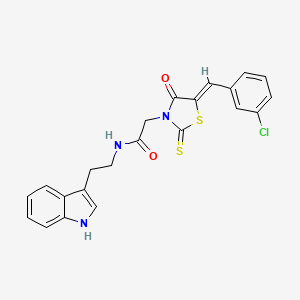 molecular formula C22H18ClN3O2S2 B2469766 2-[(5Z)-5-(3-氯苄叉)-4-氧代-2-硫代-1,3-噻唑烷-3-基]-N-[2-(1H-吲哚-3-基)乙基]乙酰胺 CAS No. 900134-59-0