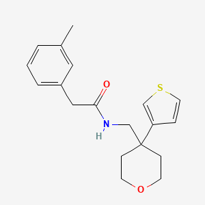 molecular formula C19H23NO2S B2469767 N-((4-(thiophen-3-yl)tetrahydro-2H-pyran-4-yl)methyl)-2-(m-tolyl)acetamide CAS No. 2310040-45-8