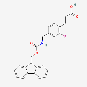 molecular formula C25H22FNO4 B2469771 3-{4-[({[(9H-fluoren-9-yl)methoxy]carbonyl}amino)methyl]-2-fluorophenyl}propanoic acid CAS No. 2230799-27-4