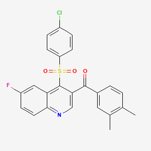 molecular formula C24H17ClFNO3S B2469784 (4-((4-Chlorophenyl)sulfonyl)-6-fluoroquinolin-3-yl)(3,4-dimethylphenyl)methanone CAS No. 866813-02-7