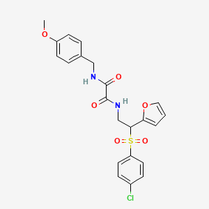 molecular formula C22H21ClN2O6S B2469793 N-[2-[(4-chlorophenyl)sulfonyl]-2-(2-furyl)ethyl]-N'-(4-methoxybenzyl)ethanediamide CAS No. 877816-27-8
