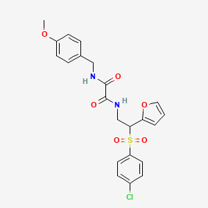 molecular formula C22H21ClN2O6S B2469793 N-[2-(4-chlorobenzenesulfonyl)-2-(furan-2-yl)ethyl]-N'-[(4-methoxyphenyl)methyl]ethanediamide CAS No. 877816-27-8