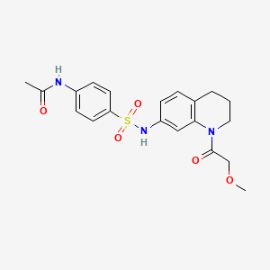 molecular formula C20H23N3O5S B2469795 N-(4-(N-(1-(2-methoxyacetyl)-1,2,3,4-tetrahydroquinolin-7-yl)sulfamoyl)phenyl)acetamide CAS No. 1171552-61-6