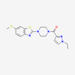 molecular formula C18H21N5OS2 B2469797 (1-ethyl-1H-pyrazol-3-yl)(4-(6-(methylthio)benzo[d]thiazol-2-yl)piperazin-1-yl)methanone CAS No. 1170611-78-5
