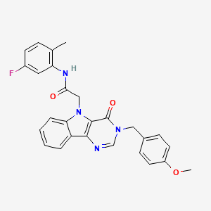 molecular formula C27H23FN4O3 B2469811 N-(5-fluoro-2-methylphenyl)-2-(3-(4-methoxybenzyl)-4-oxo-3H-pyrimido[5,4-b]indol-5(4H)-yl)acetamide CAS No. 1216470-84-6