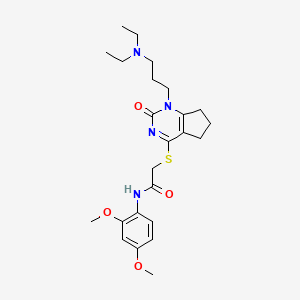 molecular formula C24H34N4O4S B2469824 2-((1-(3-(二乙氨基)丙基)-2-氧代-2,5,6,7-四氢-1H-环戊[d]嘧啶-4-基)硫代)-N-(2,4-二甲氧基苯基)乙酰胺 CAS No. 898460-30-5