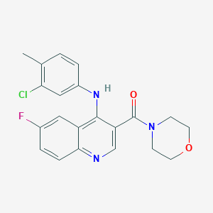 molecular formula C21H19ClFN3O2 B2469827 (4-((3-Chloro-4-methylphenyl)amino)-6-fluoroquinolin-3-yl)(morpholino)methanone CAS No. 1358236-17-5